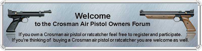 Welcome at the Crosman air pistol owners forum. Crosman air pistol owners are encouraged to register and participate. People that are thinking about purchasing a Crosman air pistol are welcome aswell.